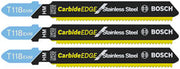 Bosch 3-Piece 3-1-4 in 14 TPI Carbide Edge for Stainless Steel T-Shank Jig Saw Blades T118EHM3