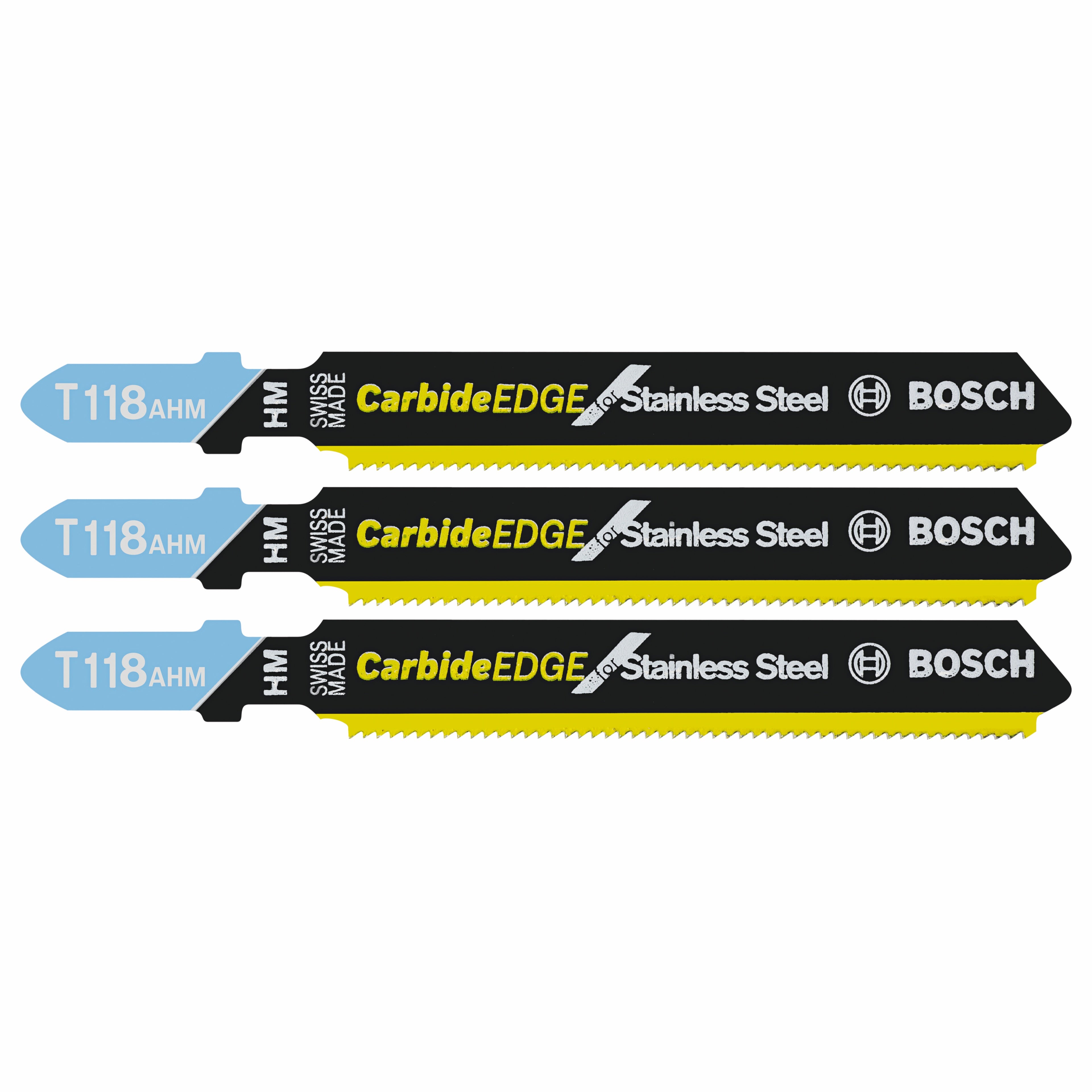 Bosch 3 pc 3-1/4" 24 TPI, Stainless T-Shank Jigsaw Blades T118AHM3