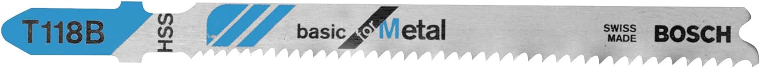 Bosch 3 pc 3-5/8" 11-14 TPI Basic, Metal T-Shank Jigsaw Blades T118B3