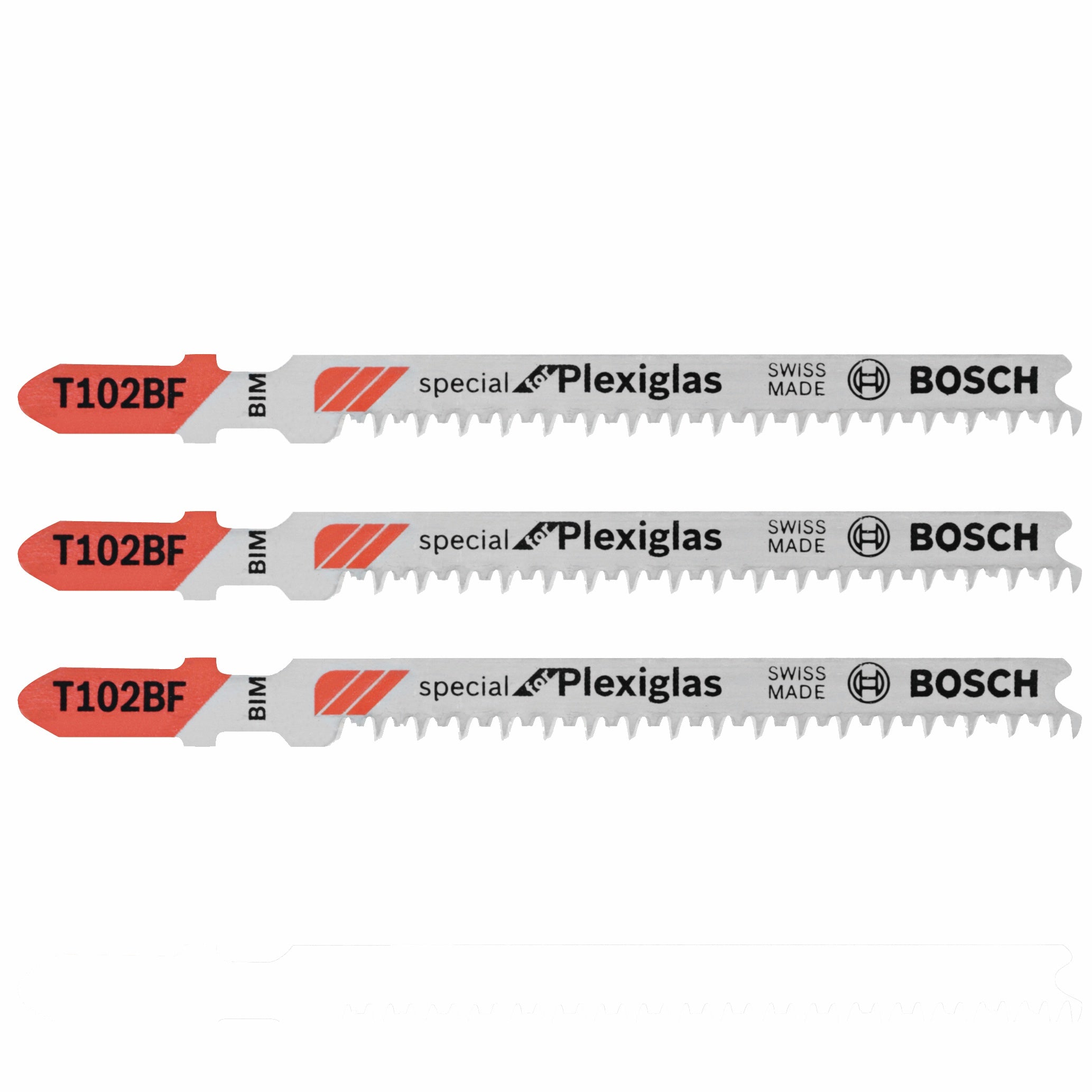 Bosch 3 pc 3-5/8" 13 TPI Clean, Plexiglas TS Jigsaw Blades T102BF