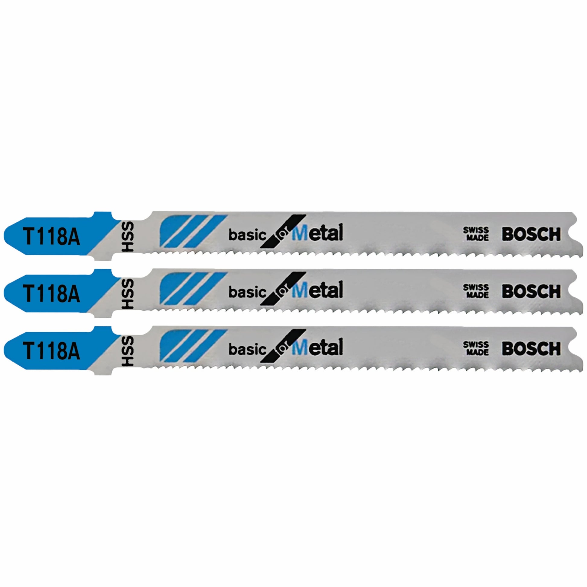 Bosch 3 pc 3-5/8" 17-24 TPI Basic, Metal T-Shank Jigsaw Blades T118A3