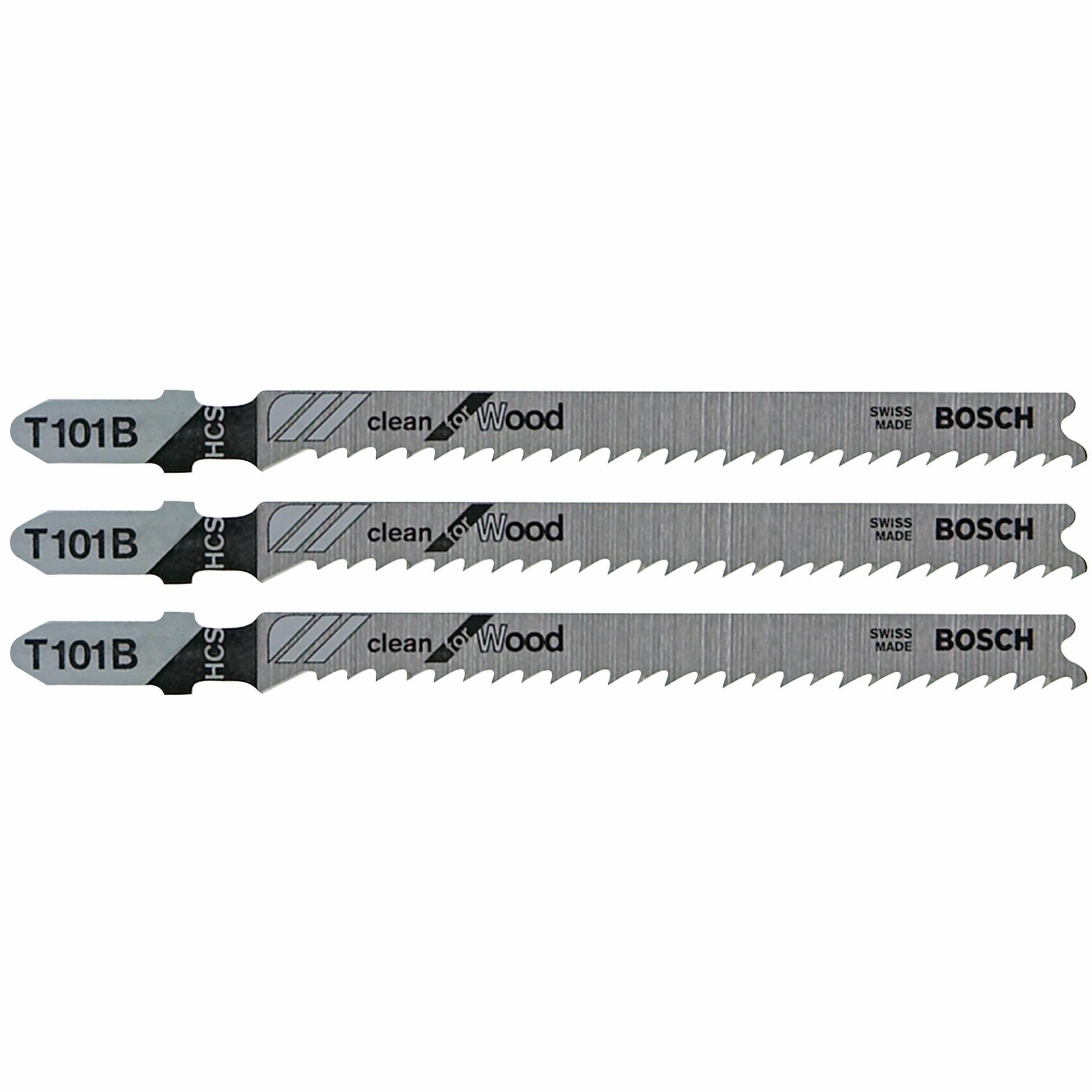 Bosch 3 pc 4" 10V TPI Clean, Wood T-Shank Jigsaw Blades T101B3