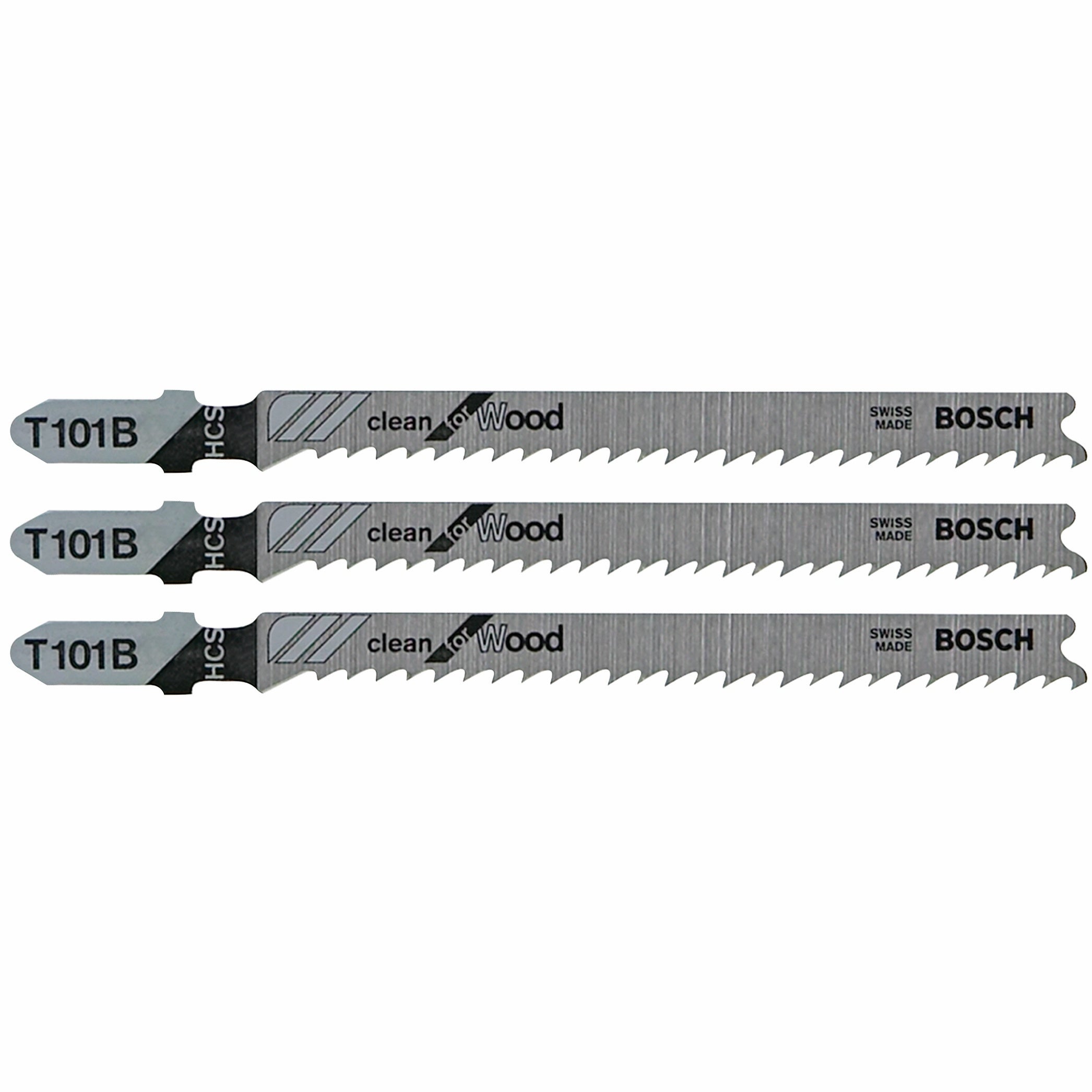 Bosch 3 pc 4" 10V TPI Clean, Wood T-Shank Jigsaw Blades T101B3