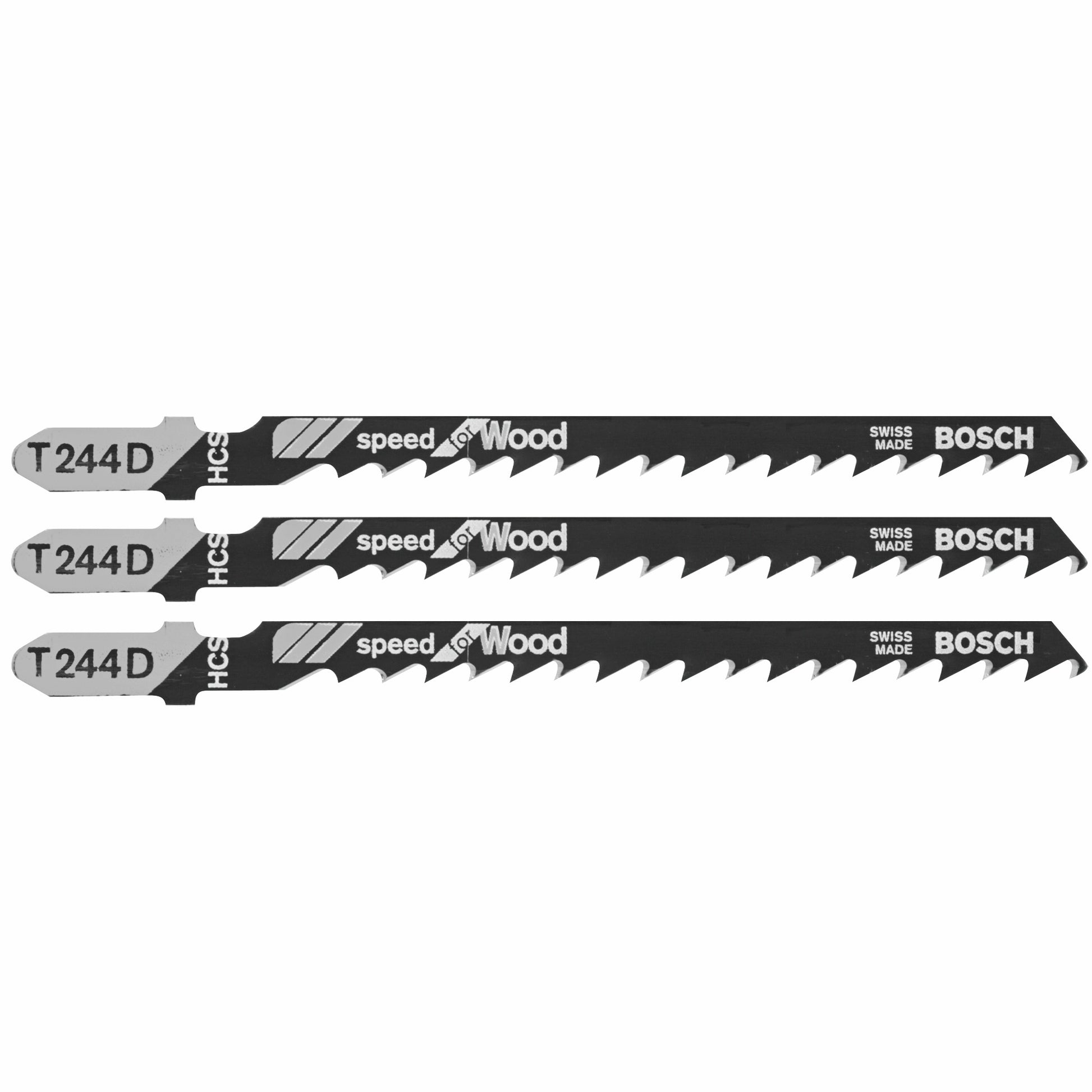 Bosch 3 pc 4" 6 TPI Speed, Wood T-Shank Jigsaw Blades T244D3
