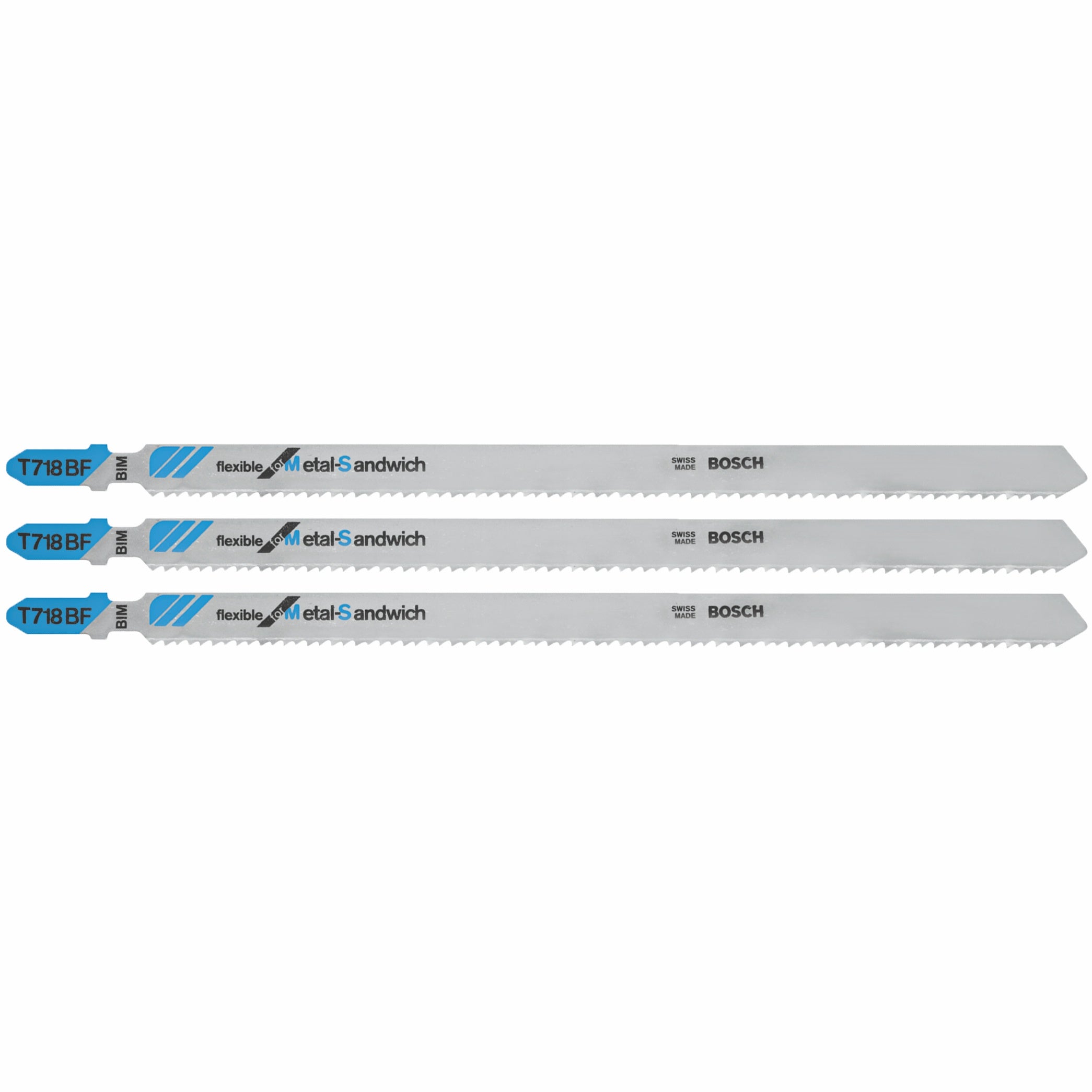 Bosch 3 pc 7" 14 TPI Flexible, Sandwich T-Shank Jigsaw Blades T718BF3