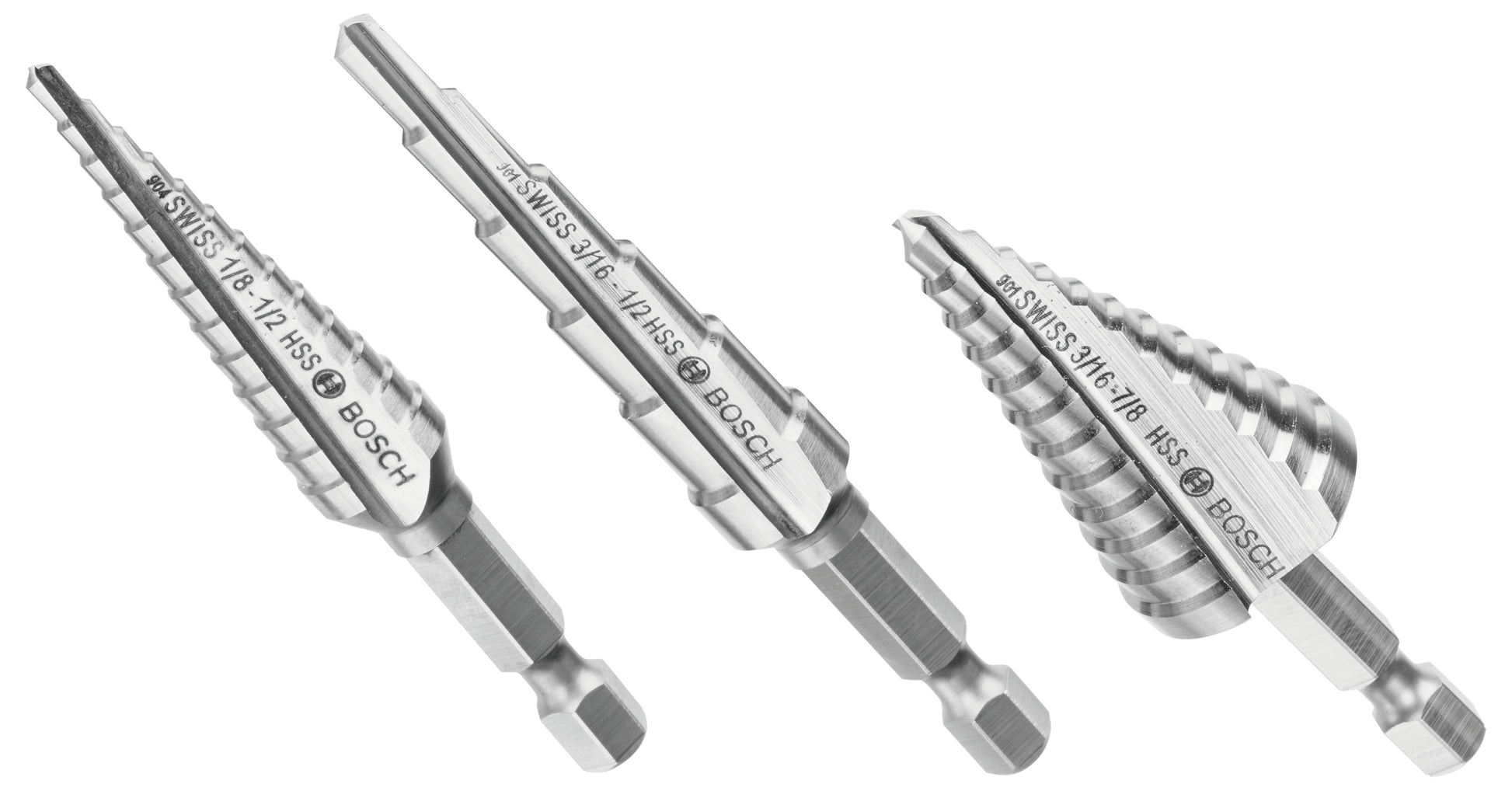 Bosch 3 pc High-Speed Steel Impact Tough Turbo Step Bit Set IMSDC003