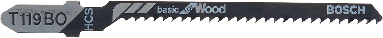 Bosch 3 in 12 TPI HCS T-Shank Jigsaw Blade 5-Pack T119BO