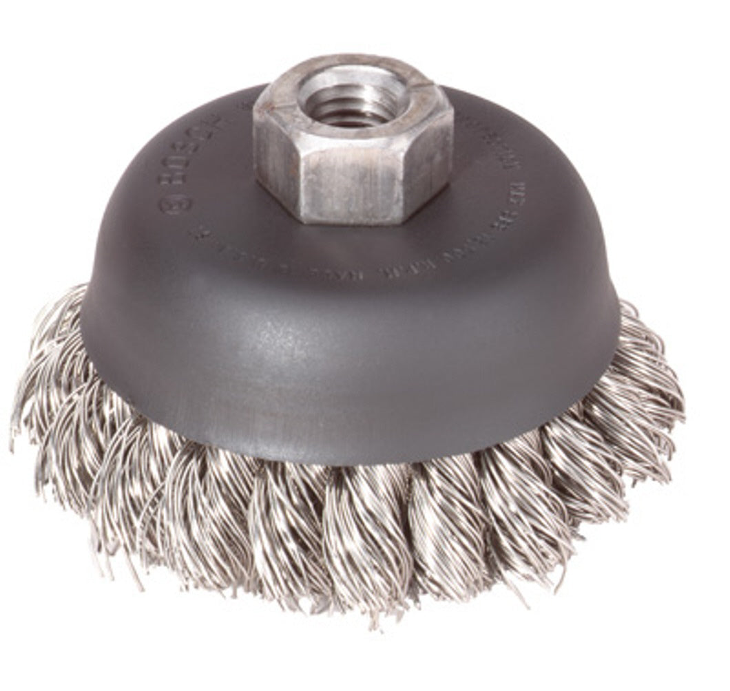 Bosch 3" Wheel 5/8"-11 Arbor Stainless Knotted Cup Brush WB504
