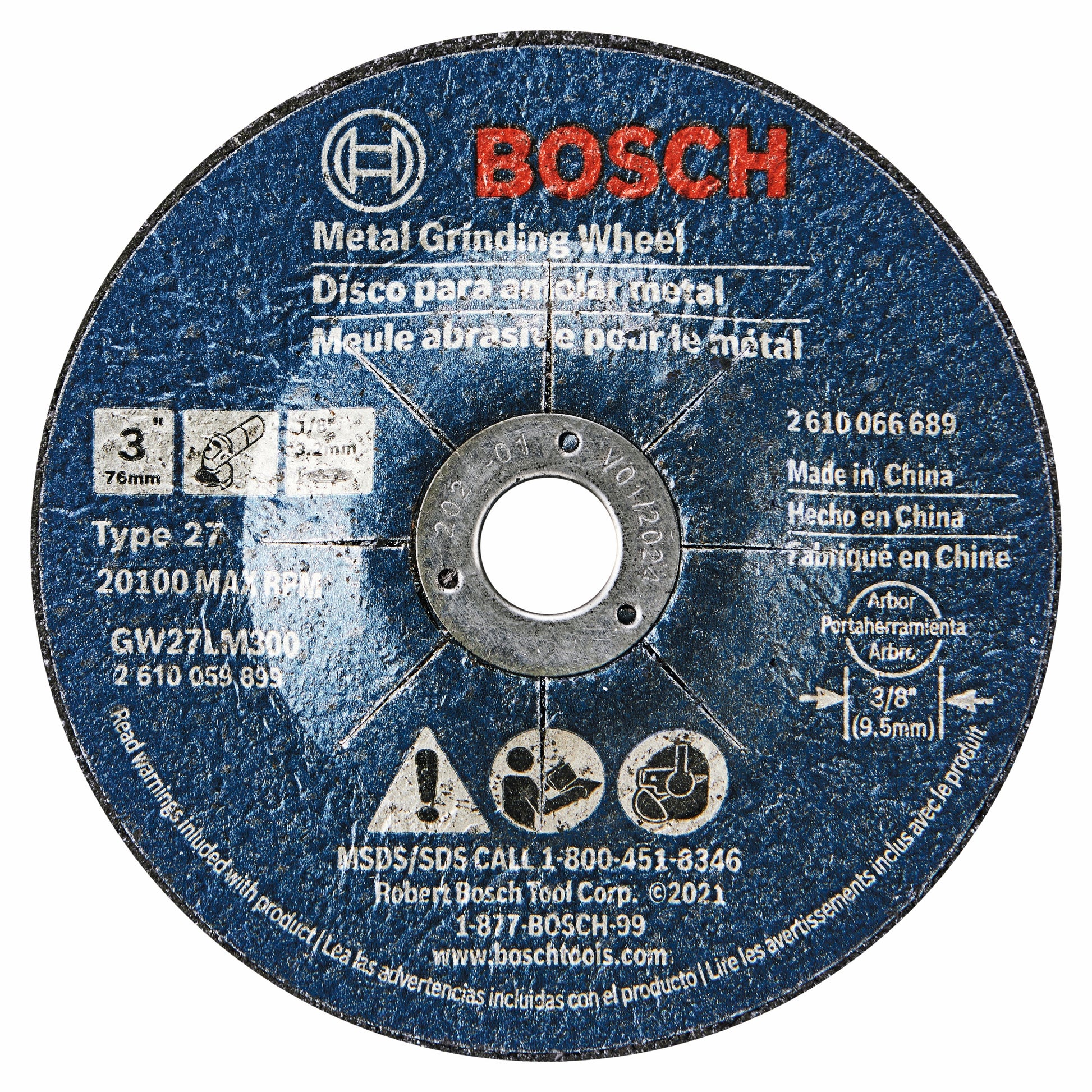 Bosch 3 x .1/8" 3/8 30G Metal Grinding Abr. Wheel, 2pk GW27LM300