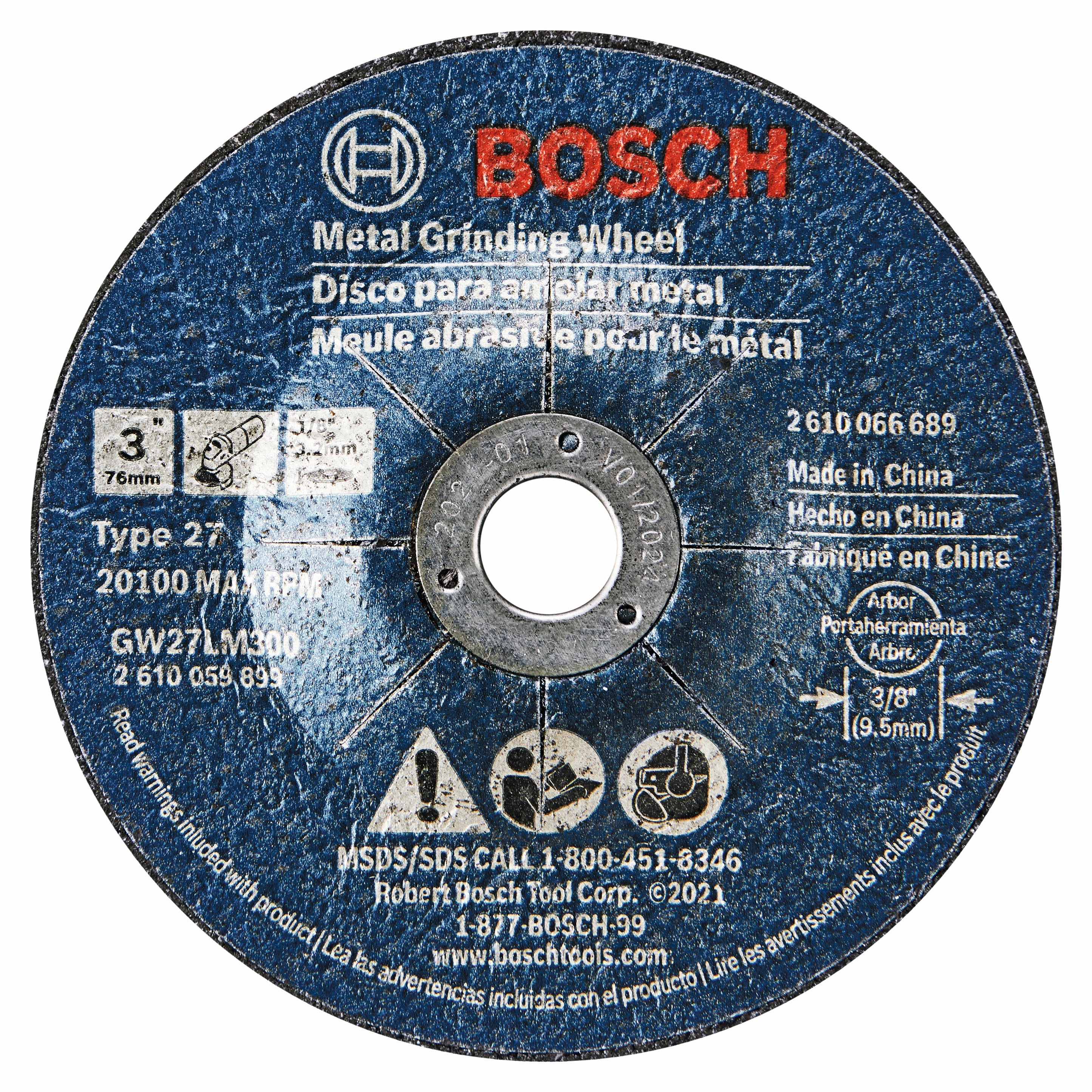 Bosch 3 x .1/8" 3/8 30G Metal Grinding Abr. Wheel, 2pk GW27LM300