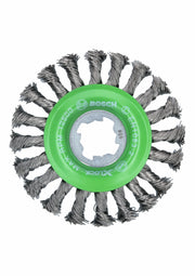 Bosch 4-1-2 in Wheel Dia X-LOCK Arbor Stainless Steel Full Cable Knotted Wire Wheel WBX429