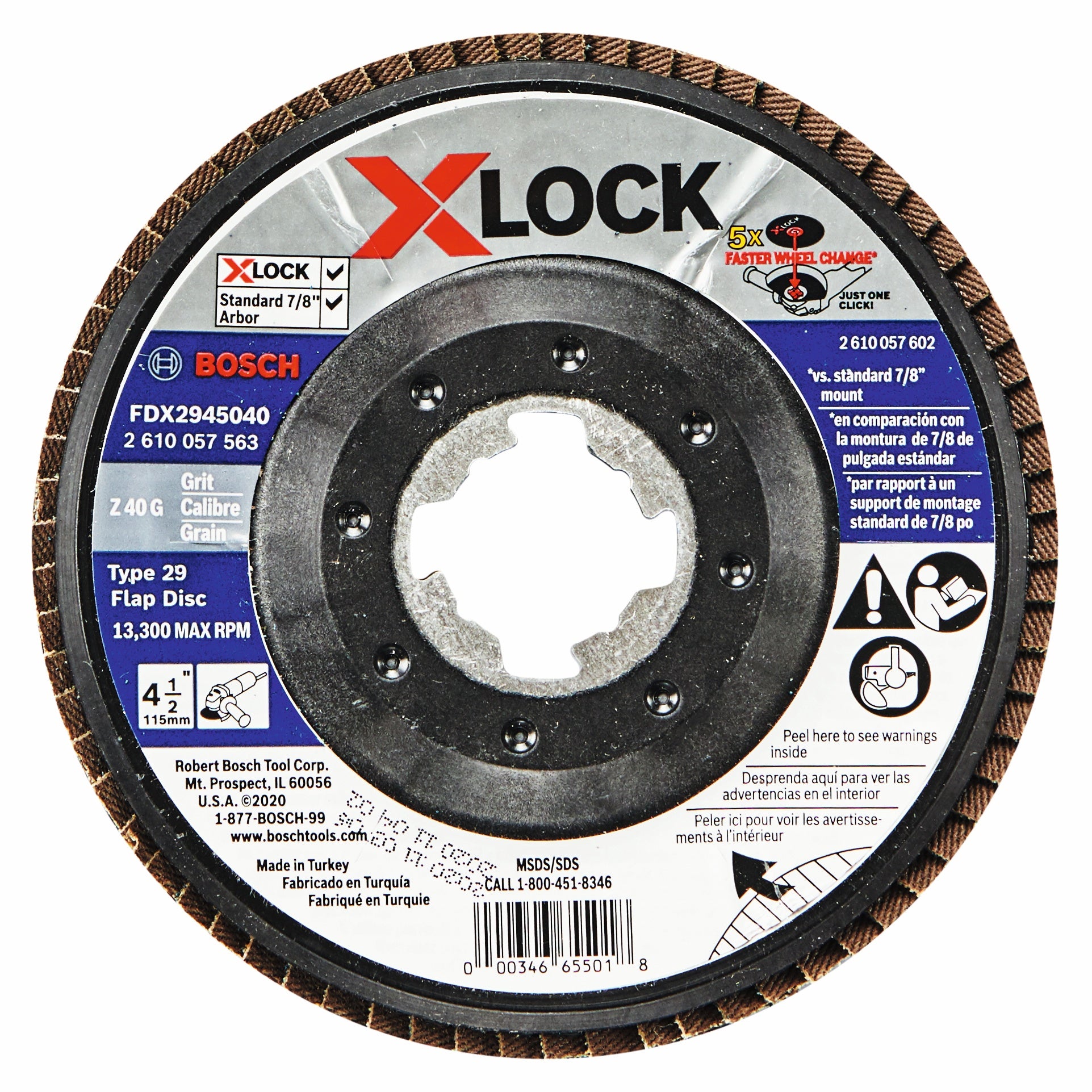 Bosch 4-1/2" X-Lock Arbor Type 29 40G Flap Disc FDX2945040