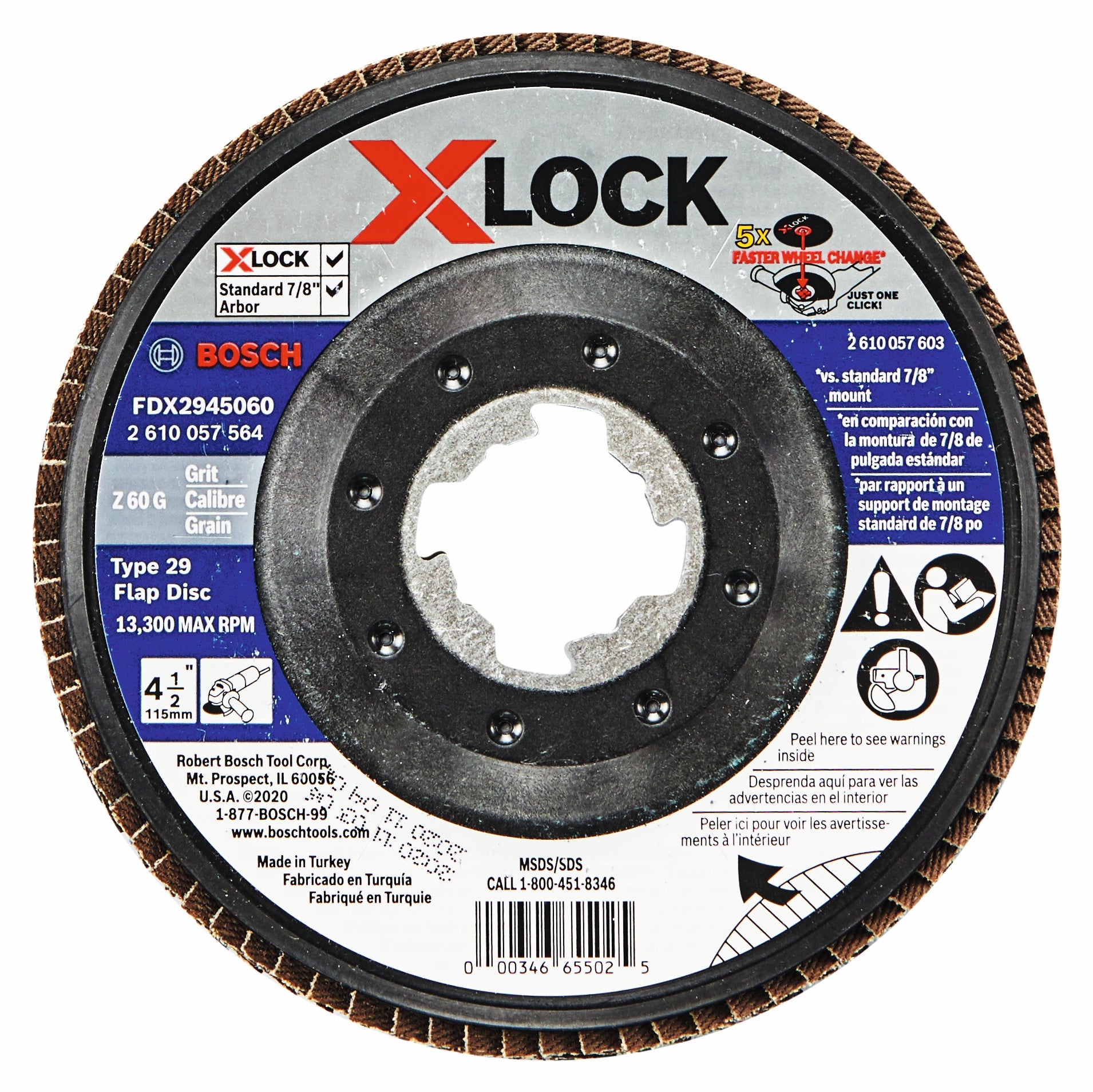 Bosch 4-1/2" X-Lock Arbor Type 29 60G Flap Disc FDX2945060