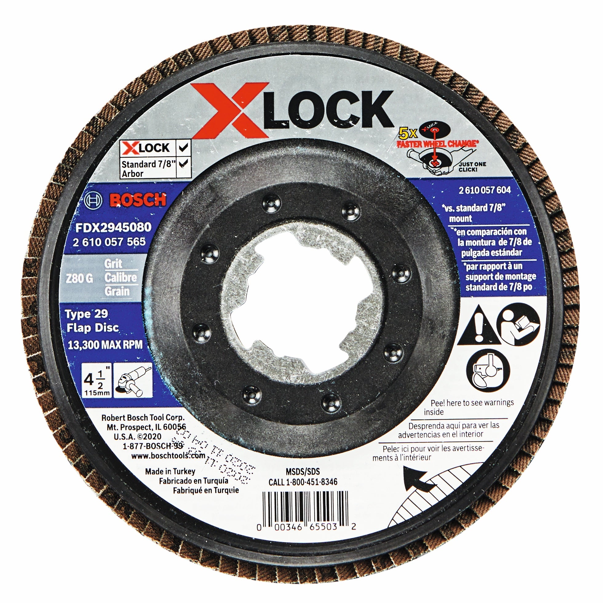 Bosch 4-1/2" X-Lock Arbor Type 29 80G Flap Disc FDX2945080