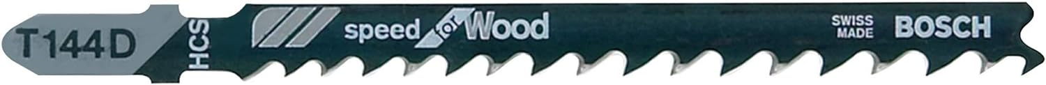 Bosch 4" 6 TPI HCS T-Shank Jigsaw Blade, 3-Pack T144D3
