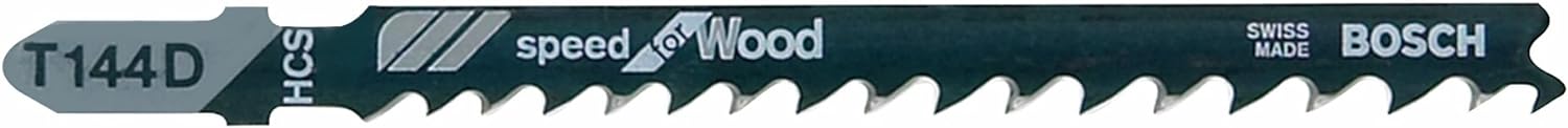 Bosch 4" 6 TPI HCS T-Shank Jigsaw Blade, 5-Pack T144D