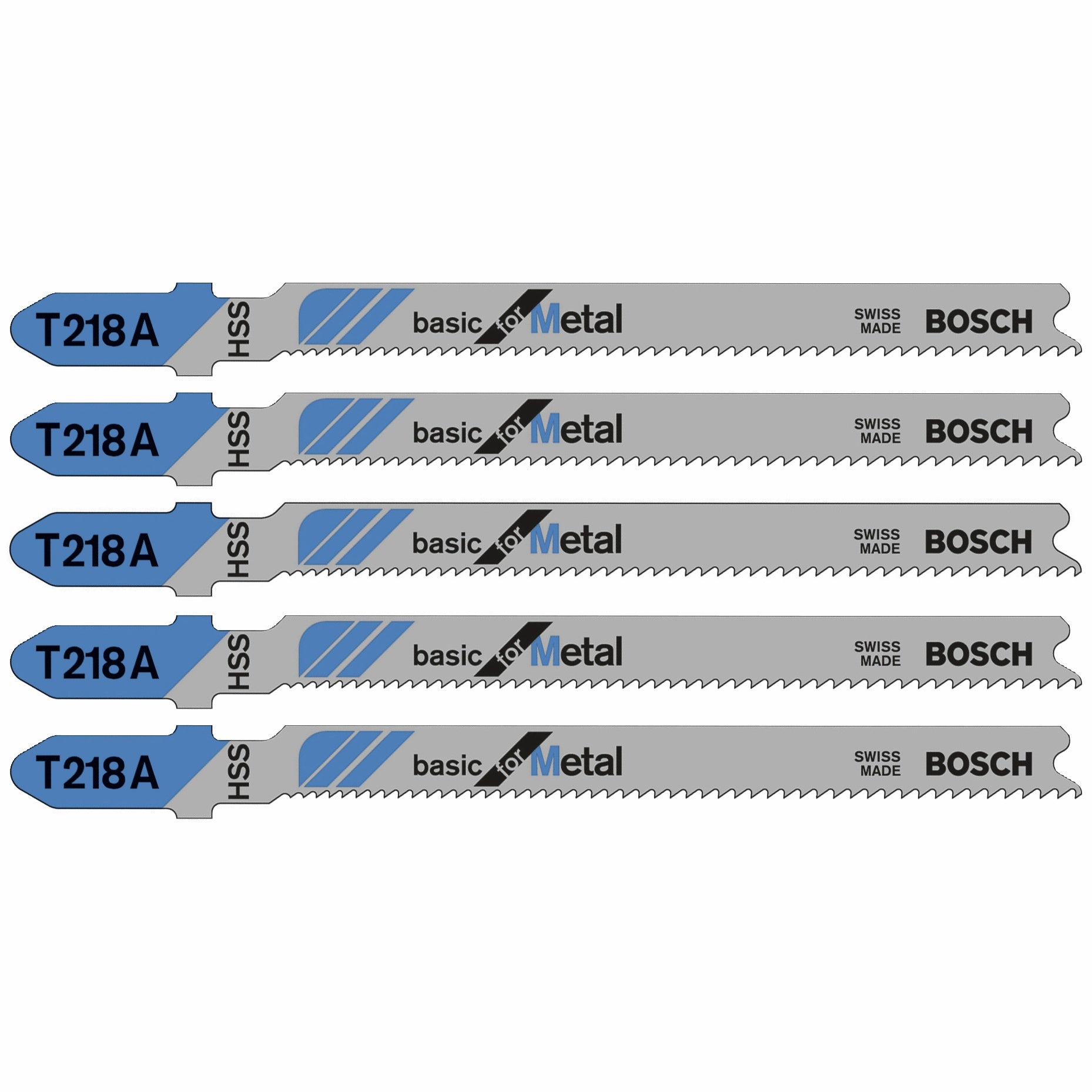 Bosch 5-Piece 3-5-8 in 17-24 TPI Basic for Metal T-Shank Jig Saw Blades T218A