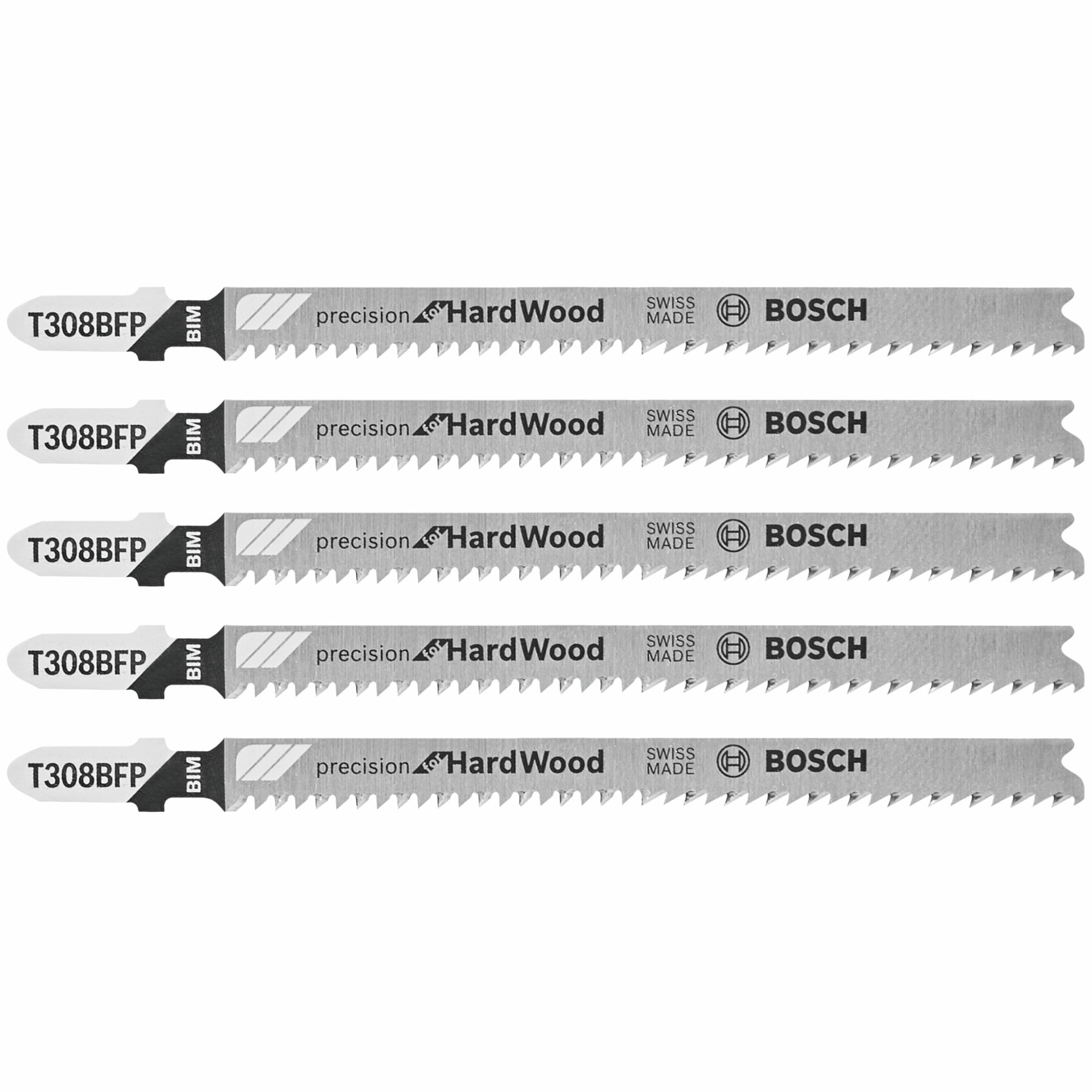 Bosch 5 pc 4-1/2" 12 TPI Precision, Hardwood TS Jigsaw Blades T308BFP