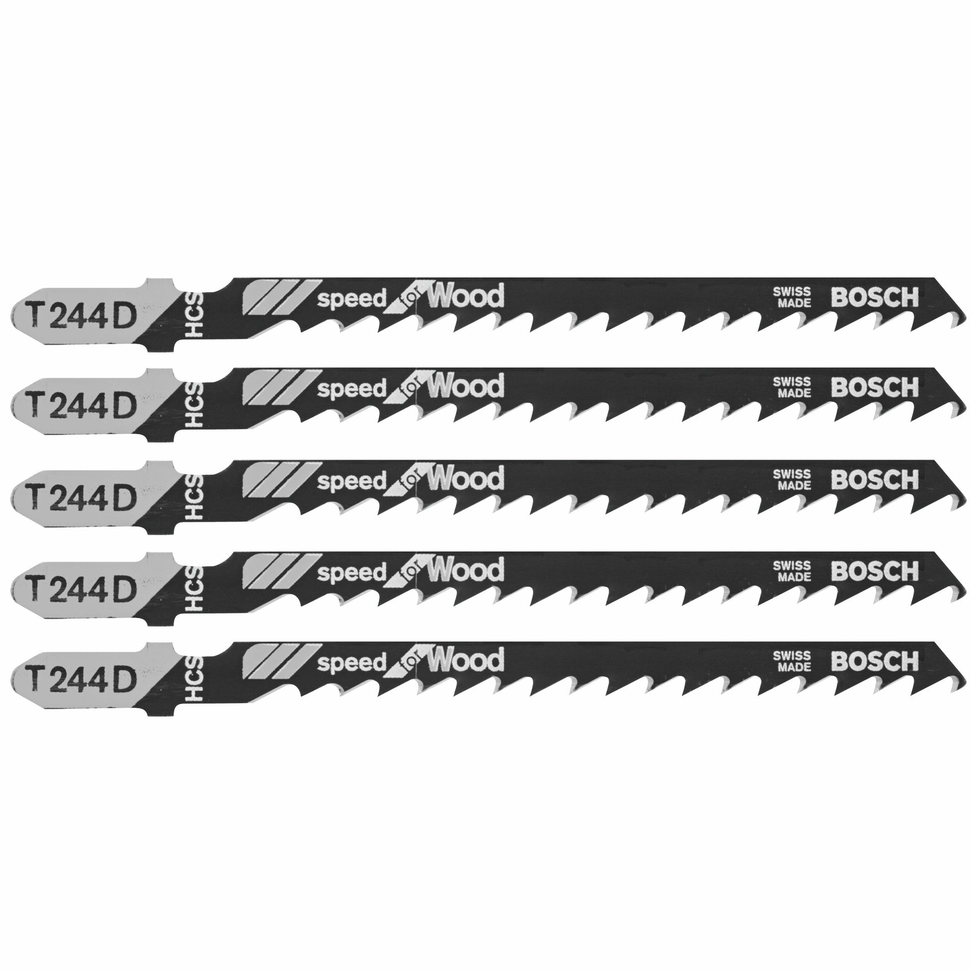 Bosch 5 pc 4"6 TPI Speed, Wood T-Shank Jigsaw Blades T244D