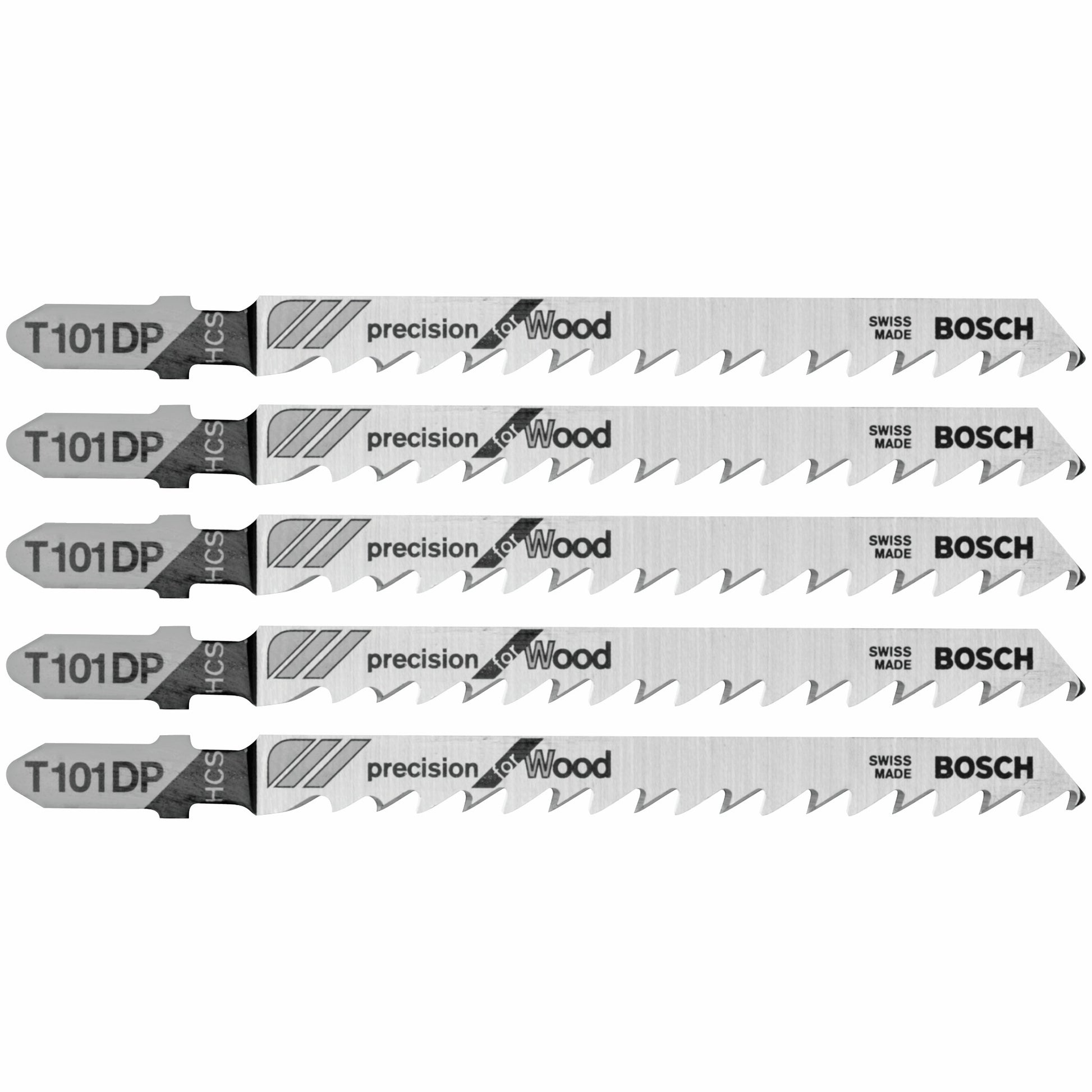 Bosch 5 pc 4" 6 TPI Precision, Wood T-Shank Jigsaw Blades T101DP
