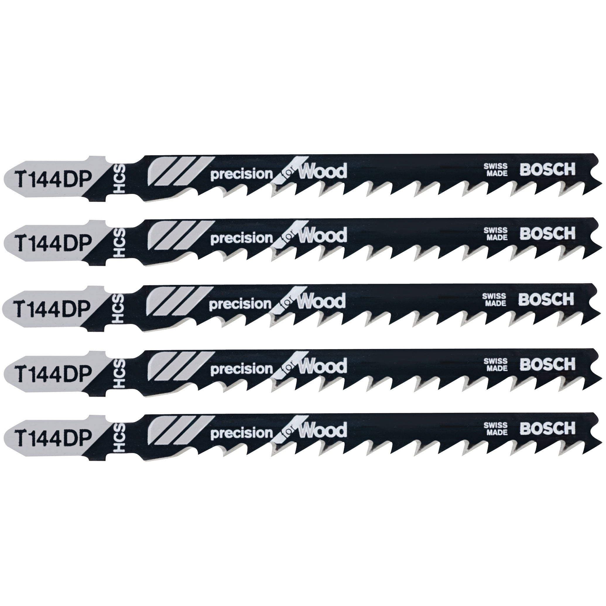 Bosch 5 pc 4" 6 TPI Precision, Wood T-Shank Jigsaw Blades T144DP