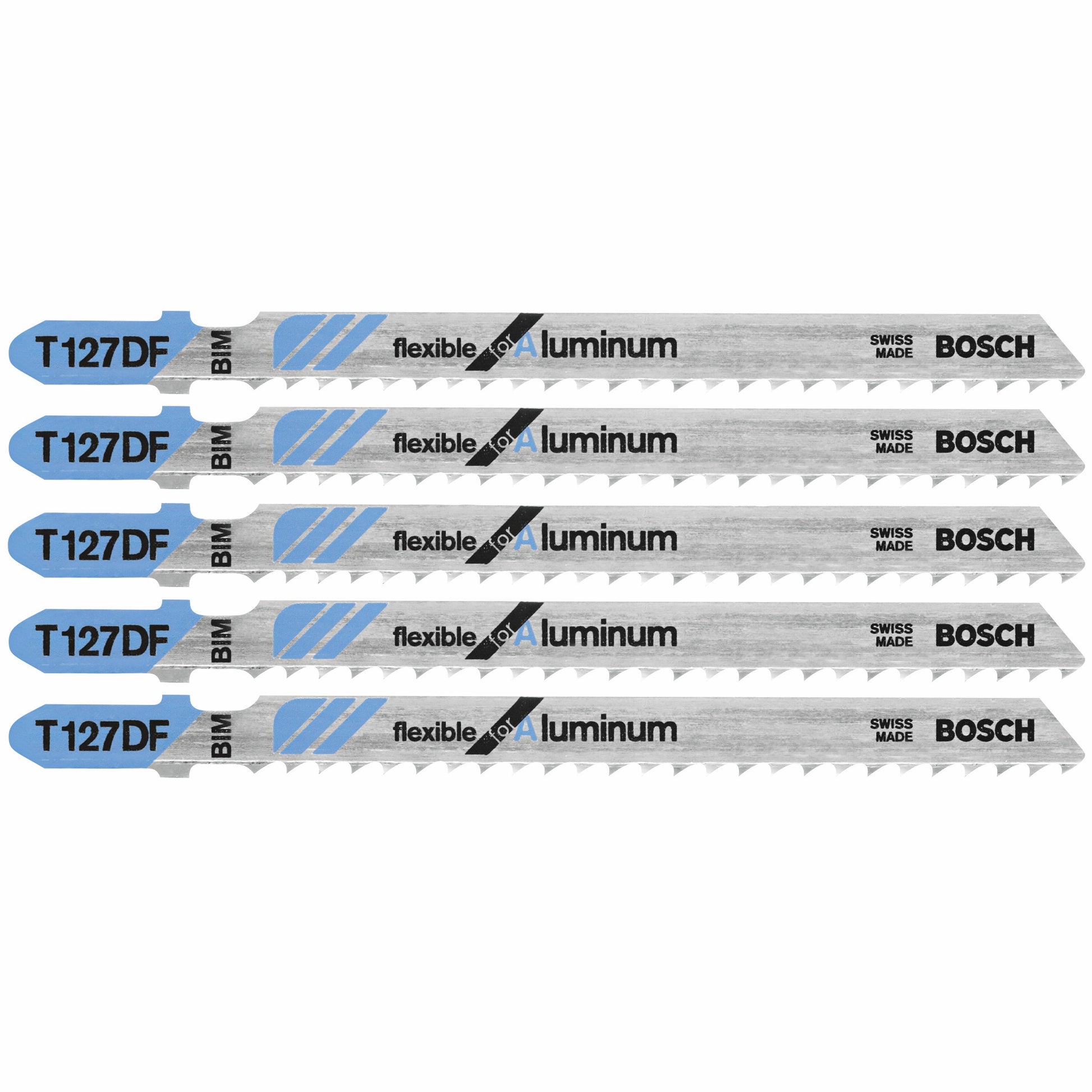 Bosch 5 pc 4" 8 TPI Flexible, Aluminum T-Shank Jigsaw Blades T127DF