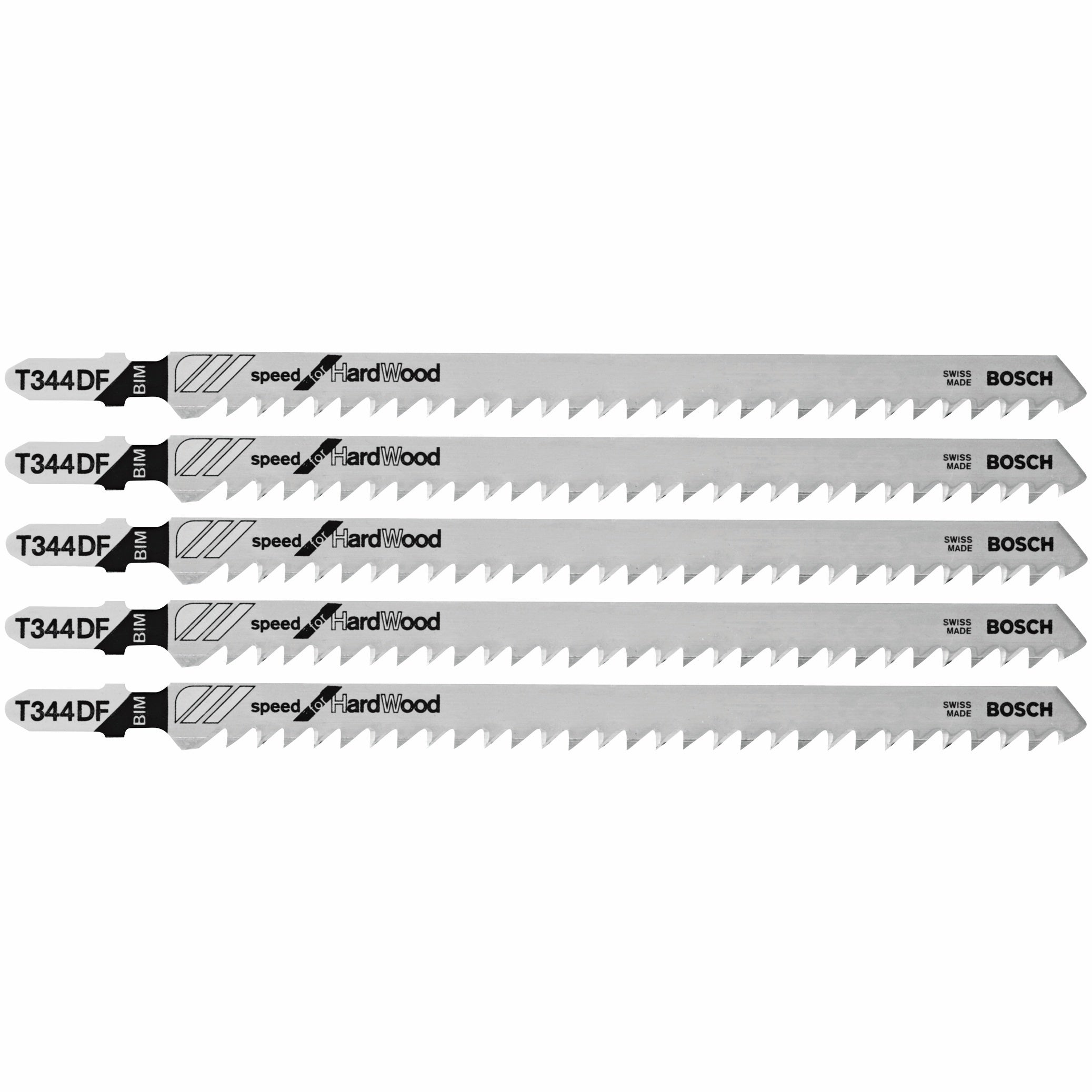 Bosch 5 pc 6" 6 TPI Speed, Hardwood T-Shank Jigsaw Blades T344DF