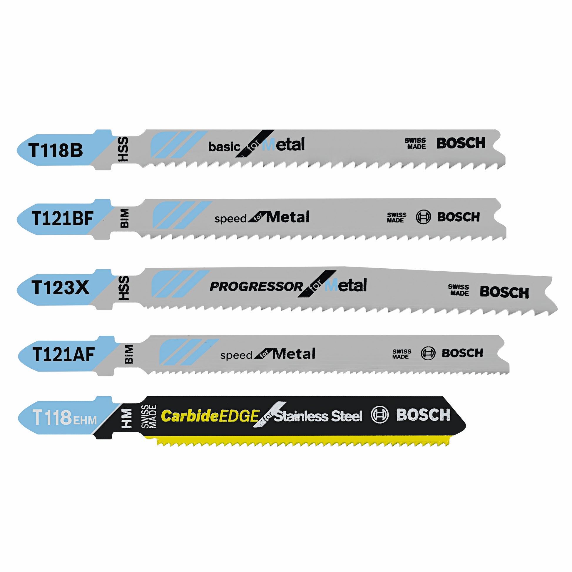 Bosch 5 pc T-Shank Jigsaw Blade Set, Pro-Metal TPM005