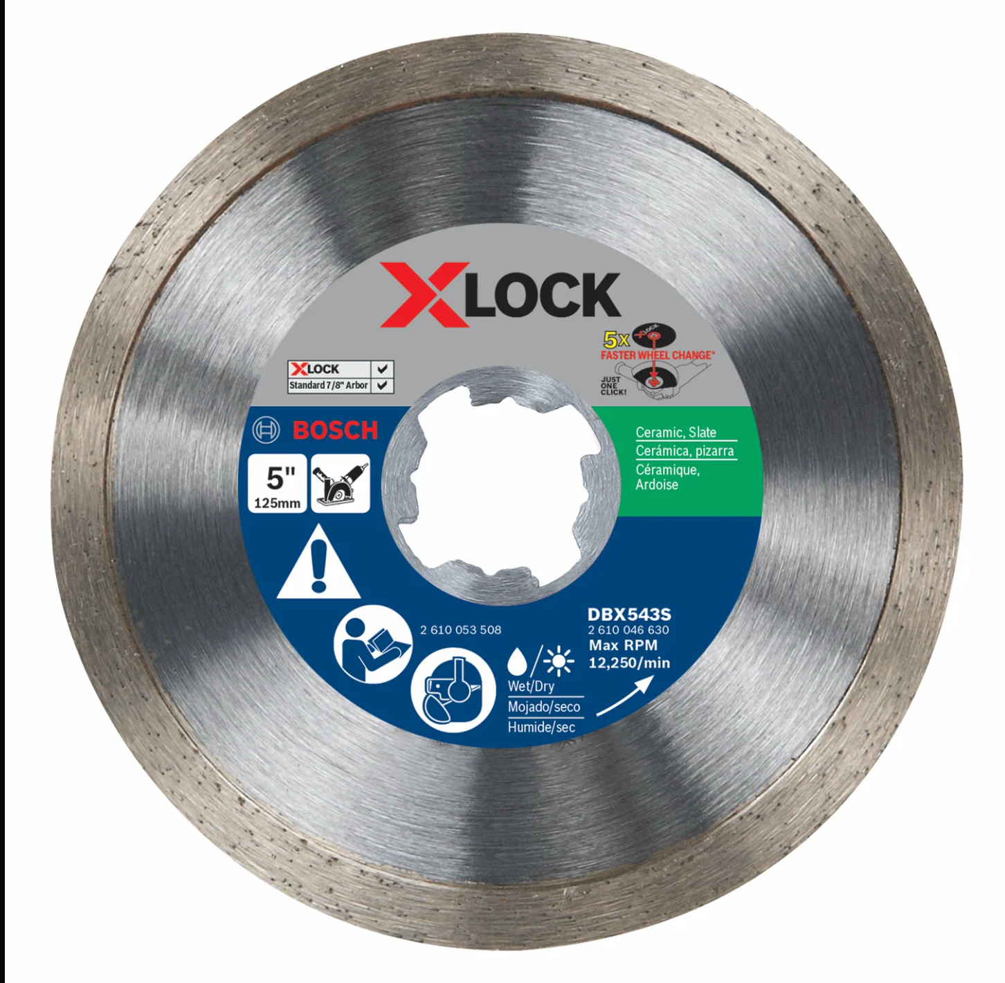 Bosch 5" X-LOCK Continuous Rim Diamond Wheel for Precise Cuts DBCX0501