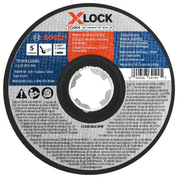 Bosch 5 x .045" X-Lock 60G Metal/Stainless Cut/Abr. Wheel TCWX1S500