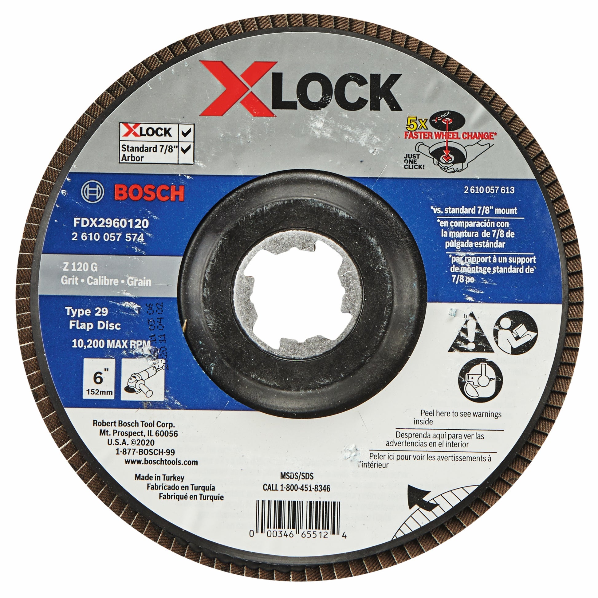 Bosch 6" X-Lock Arbor Type 29 120G Flap Disc FDX2960120
