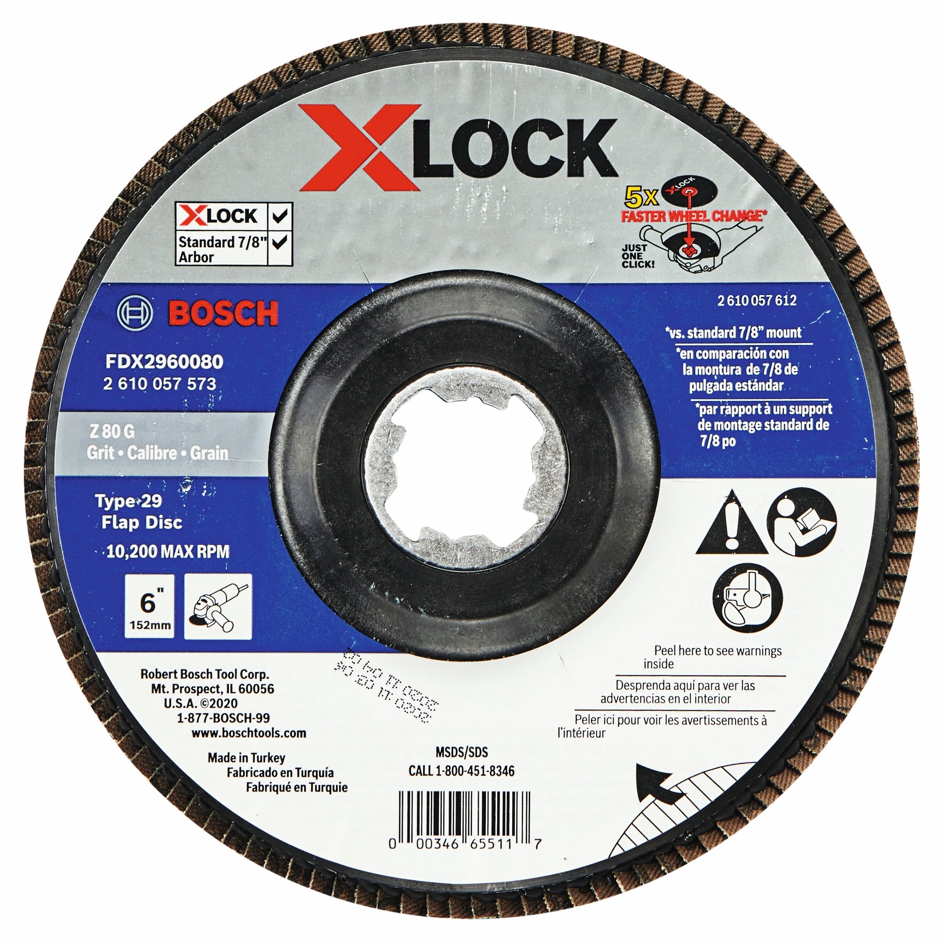 Bosch 6" X-Lock Arbor Type 29 80G Flap Disc FDX2960080