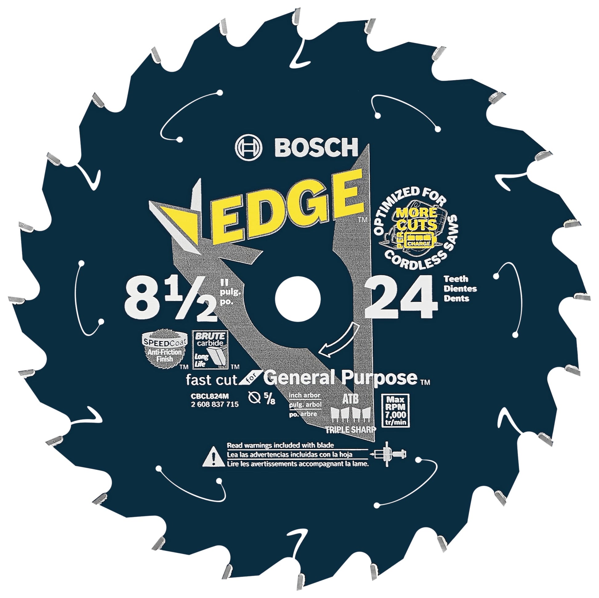 Bosch 8-1/2" 24 Tooth Edge Cordless Circular Saw Blade, GP CBCL824M