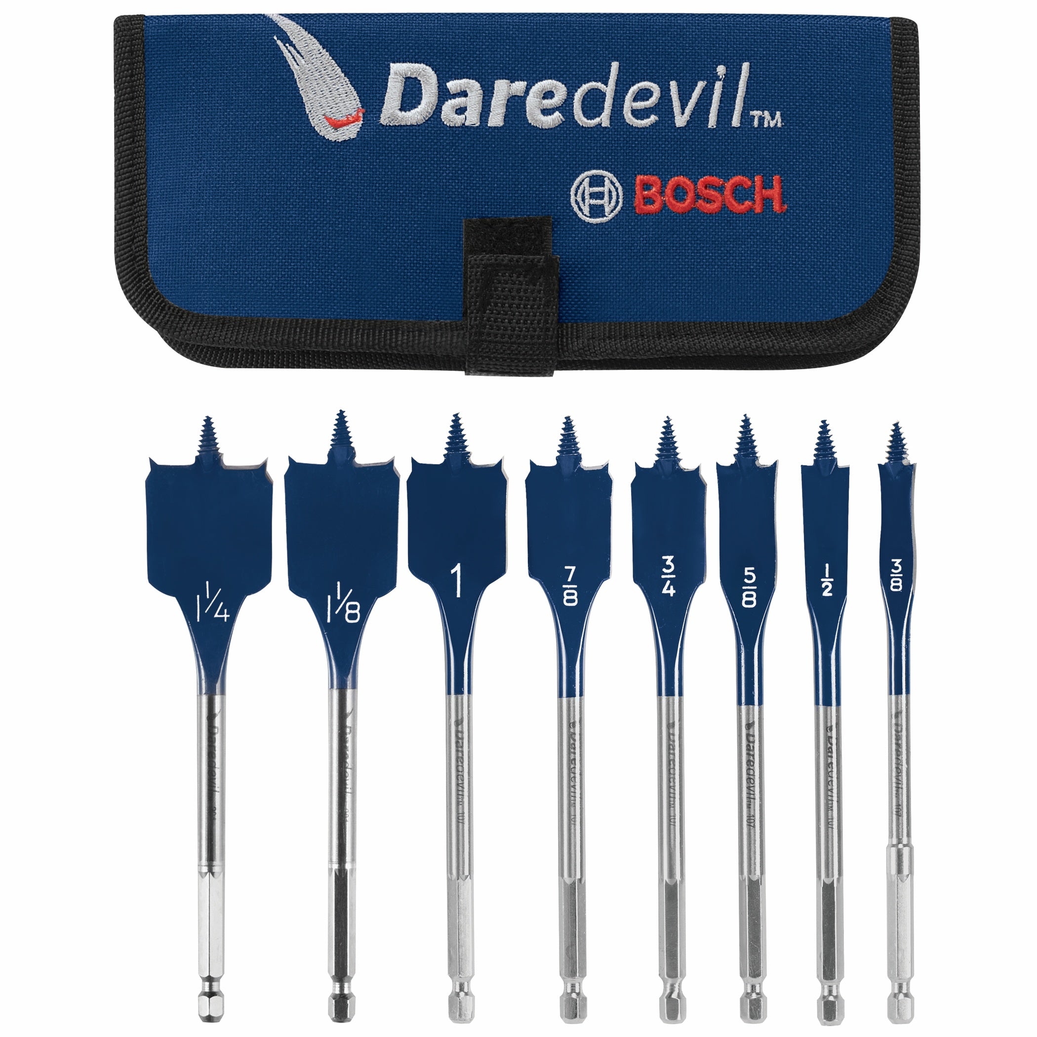 Bosch 8 pc Daredevil Standard Spade Bit Set w/ Pouch DSB5008P