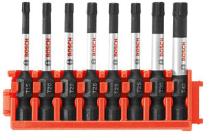 Bosch 8 pc Impact Tough Torx 2" Power Bits w/ Clip, CCSTV208