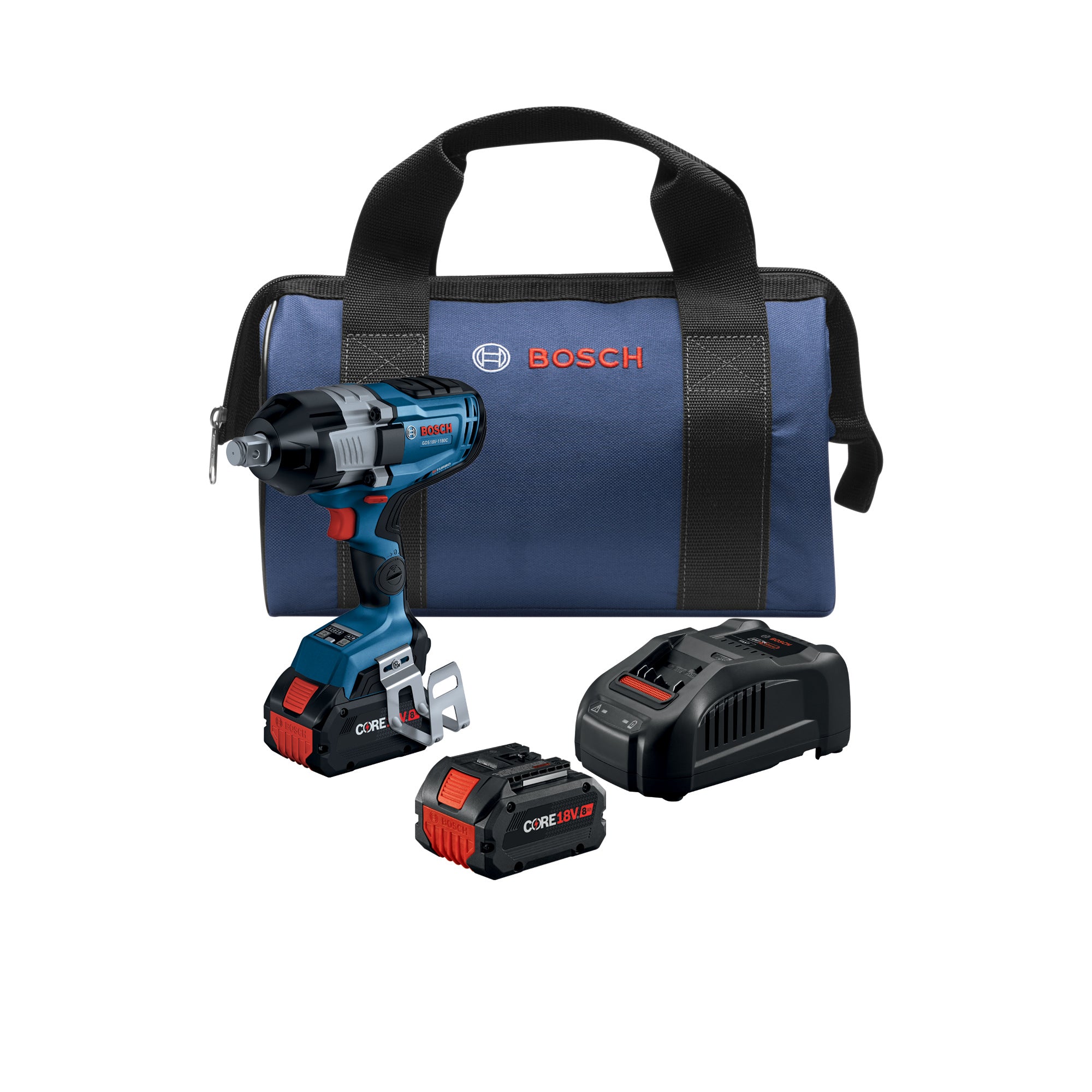 Bosch PROFACTOR 18V 3-4 in High Torque Impact Wrench Kit w- 2 8 Ah Batteries GDS18V-1180CB28