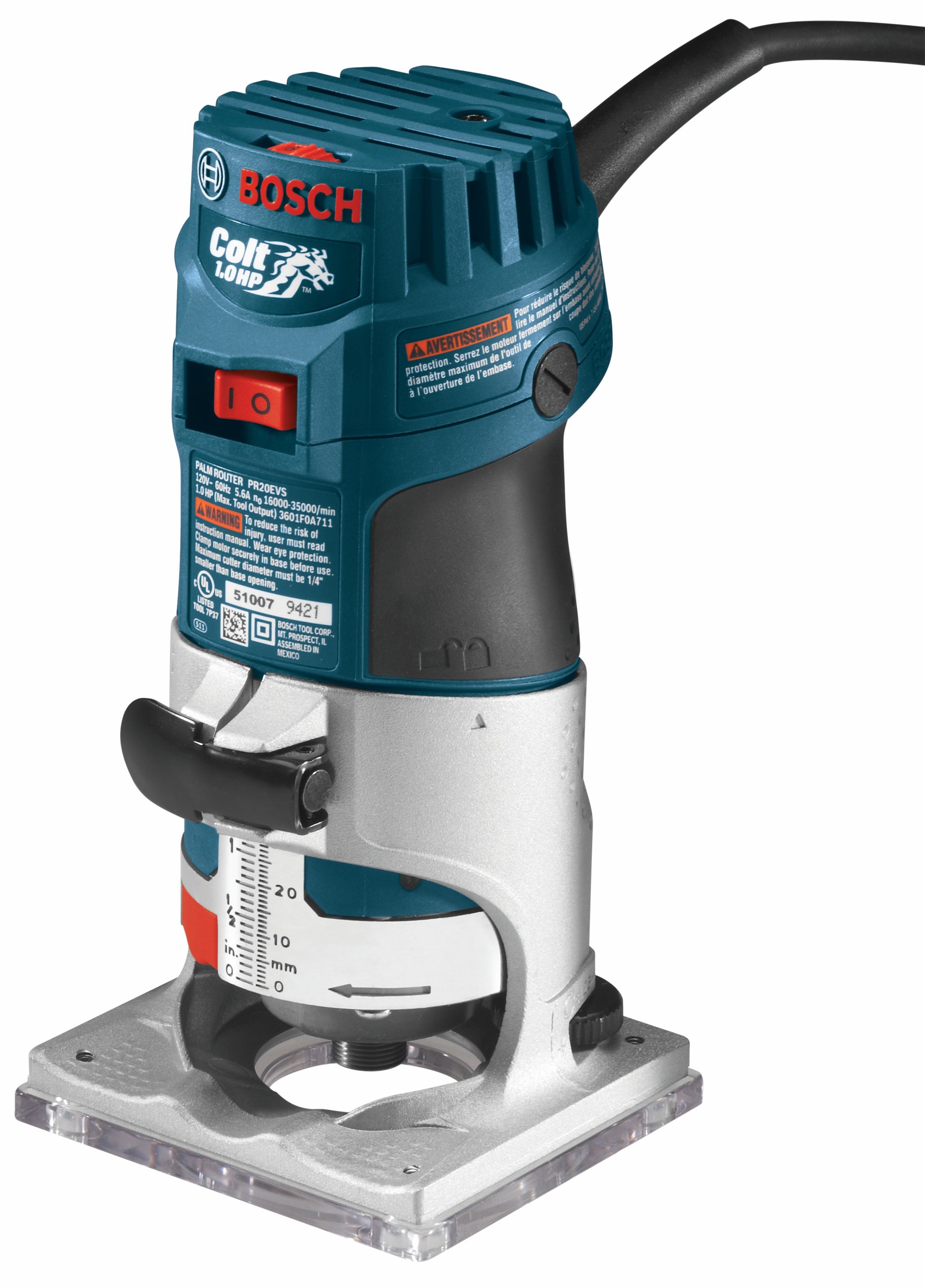Bosch Variable Speed Palm Router, 1 HP PR20EVS