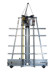 Safety Speed Cut vertical panel saw on a wheeled stand with metal frame and base