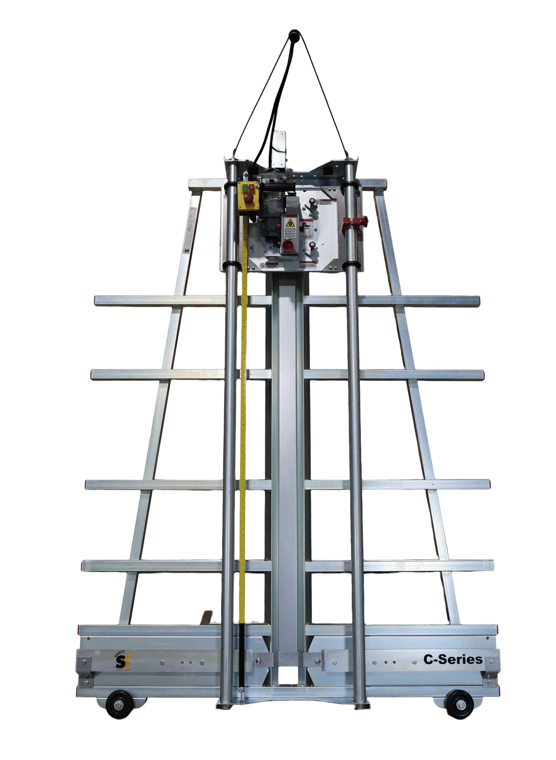 Safety Speed Cut vertical panel saw on a wheeled stand with metal frame and base