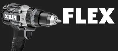Black drill with 'FLEX' branding on a black background