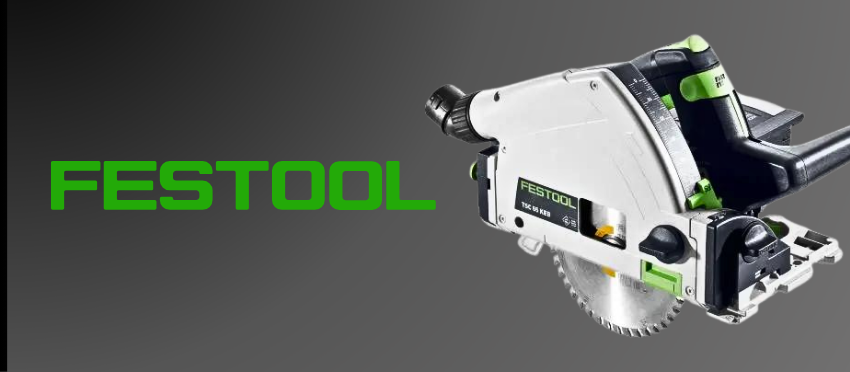 Festool circular saw on a dark background with green and black branding.