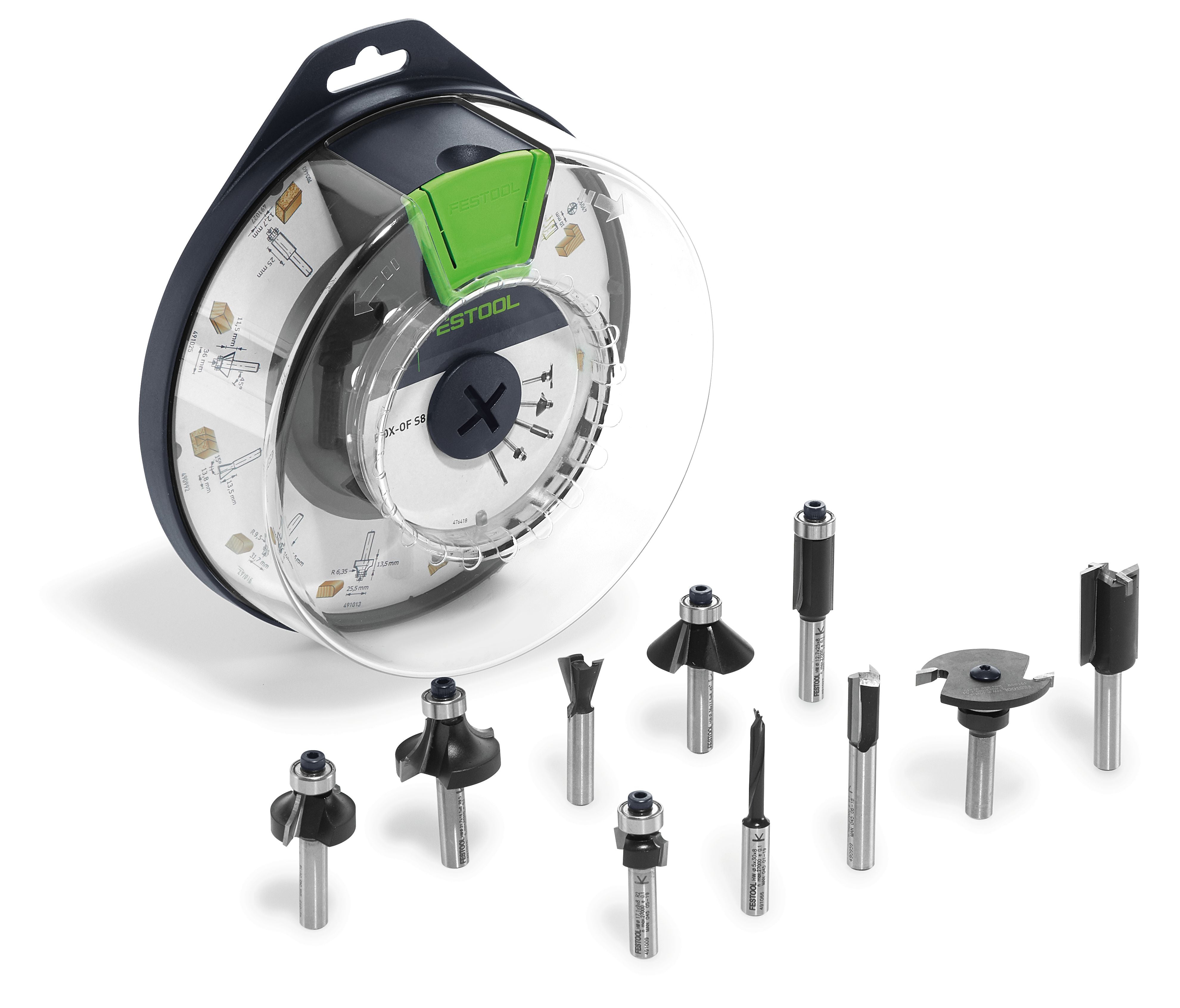 Festool 10-Pc Router Bit Box Box-OF HW S8 Mix 498979