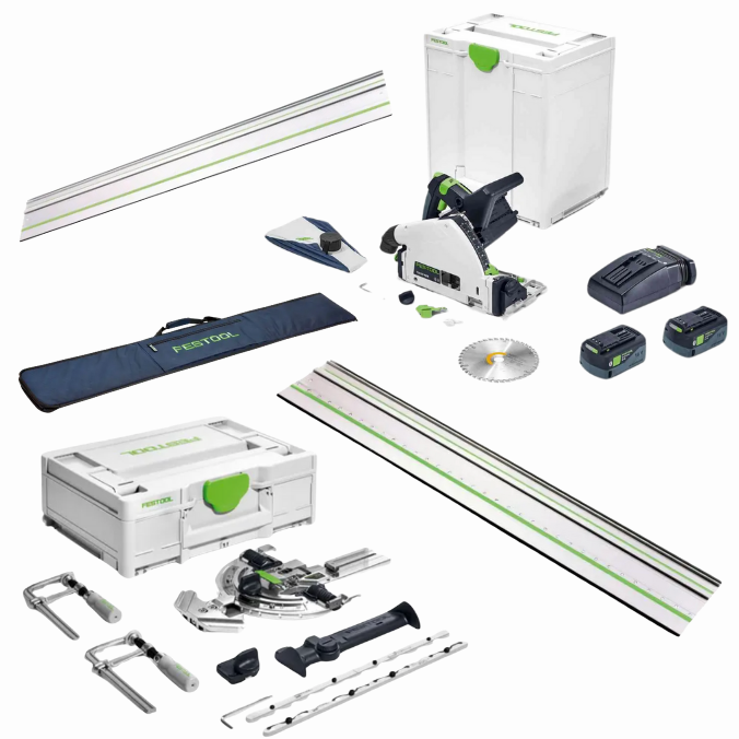 Festool Cordless Track Saw TSC 55 K Kit w/ 2x 55" Guide Rails, Accessories, and Guide Rail Bag TSC55KIT