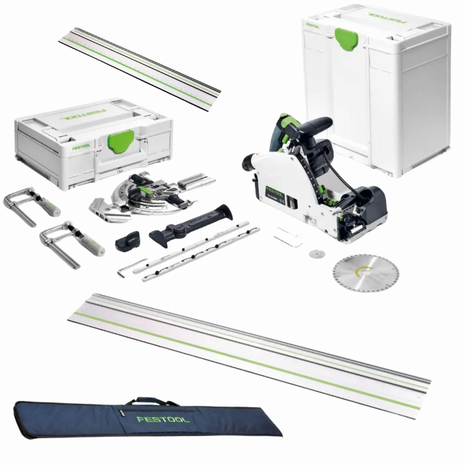 Festool Plunge Cut Scoring Track Saw TSV 60 KEB-F-Plus-FS Kit w/ 55" & 75" Guide Rails, Accessories, and Guide Rail Bag TSV60KIT