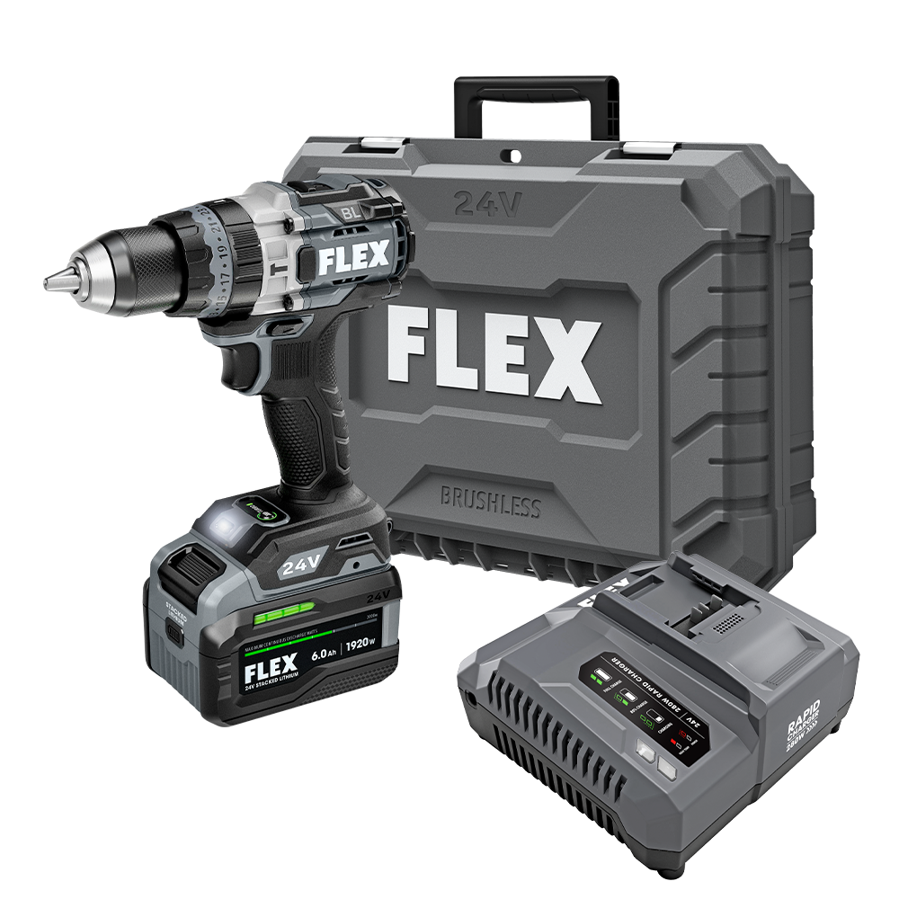 Flex Tools 1-2 2-Speed Hammer Drill with Turbo Mode Stacked Lithium Kit FX1271T-1H