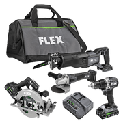 Flex Tools Circular Saw Reciprocating Saw Angle Grinder and Drill Driver Combo Kit FXM402-2B