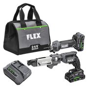 Flex Tools Drywall Screw Gun with Magazine Attachment and Cut Out Tool Combo Kit FXM203-2A