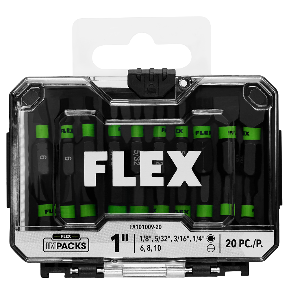 Flex Tools IMPACKS 20-Piece 1 Mixed Allen Slotted Impact Driver Bit Set FA101009-20