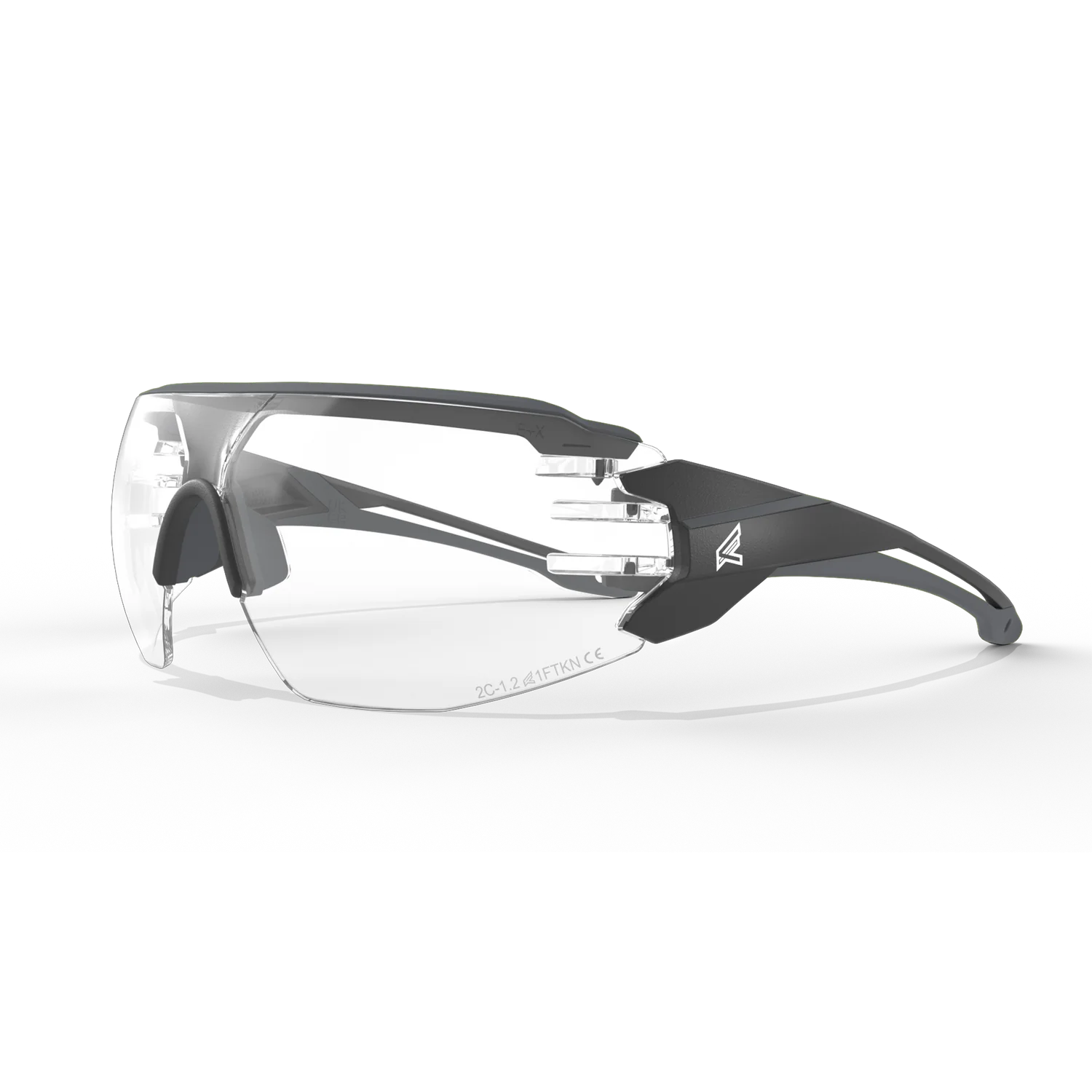 Edge Eyewear Taven - Black Frame with Gray TPR?/ Vapor Shield Clear Lenses TV121VS