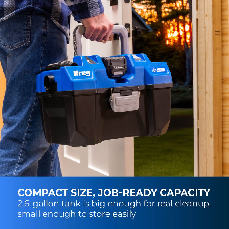 Kreg 20V Ionic Drive 2.6 Gal HEPA Wet/Dry Vacuum (Bare Tool) KPTWDV026B
